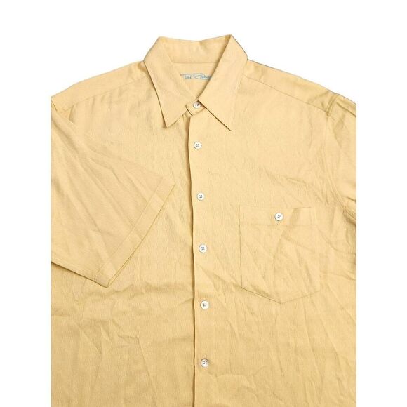 Tori Richard Mens medium 100% silk button up shirt Chest Pocket yellow EUC - Picture 1 of 7
